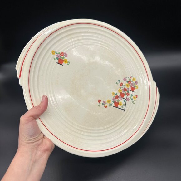 Vintage Chop Plate Platter Floral 1940s Penthouse Knowles Yorktown USA Flowers - Picture 8 of 9